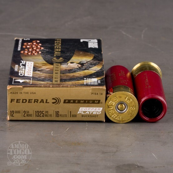 5rds – 12 Gauge Federal 2-3/4" 16 Pellet #1 Buckshot Ammo