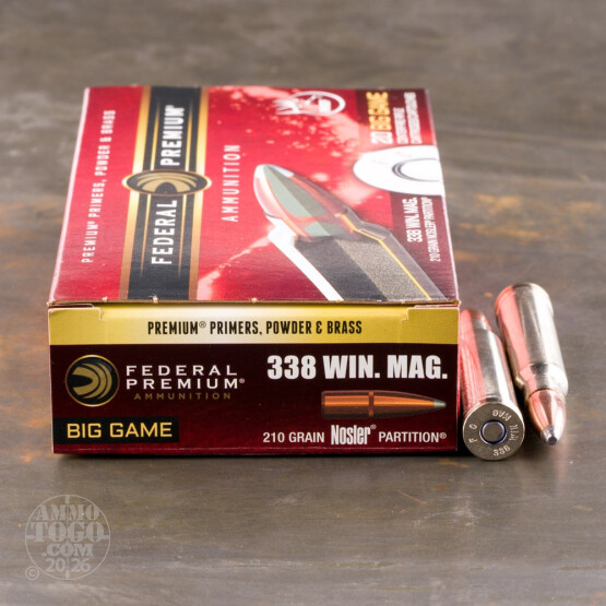 20rds – 338 Win Mag Federal Vital-Shok 210gr. Nosler Partition Ammo