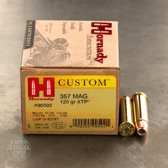 25rds - 357 Mag. Hornady 125gr. XTP Hollow Point Ammo