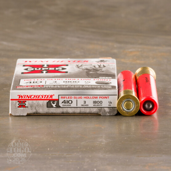 5rds - .410 Gauge Winchester 3" 1/4 oz. Rifled HP Slug Ammo