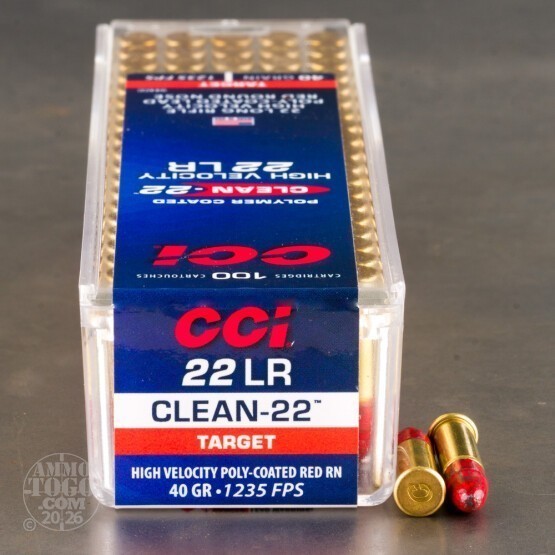 100rds – 22 LR CCI Clean-22 40gr. Poly-Coated LRN Ammo