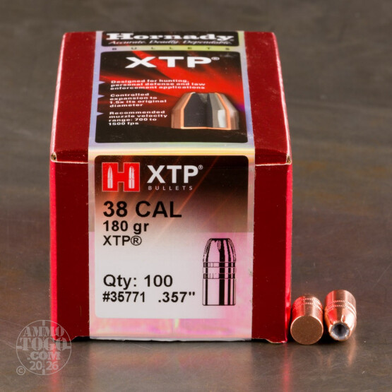 100pcs - 38 Cal .357 Dia Hornady XTP 180gr. HP Bullets