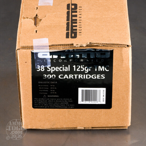 300rds – 38 Special Ammo Inc. 125gr. TMJ Ammo