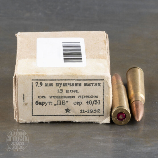 15rds – 8mm Mauser Yugo Military M-49 198gr. FMJ Ammo