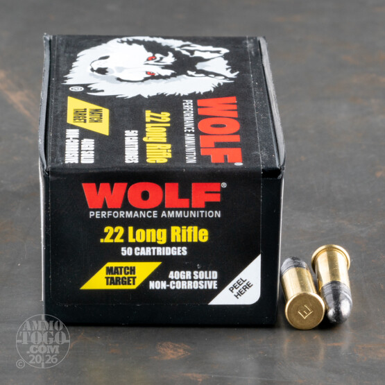 500rds – 22 LR Wolf Match Target 40gr. LRN Ammo