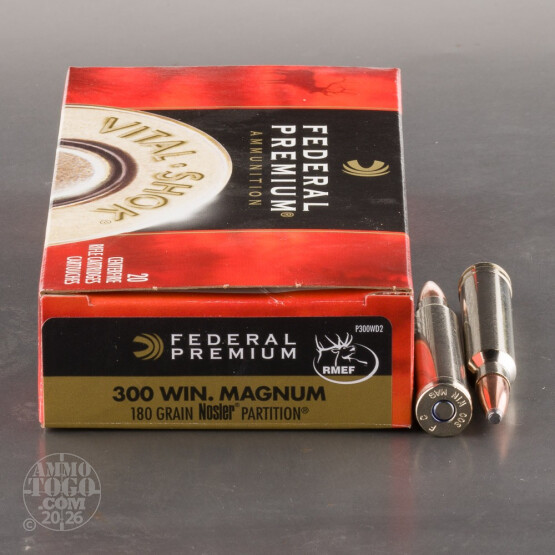 20rds - 300 Win Mag Federal Vital-Shok 180gr. Nosler Partition SP Ammo