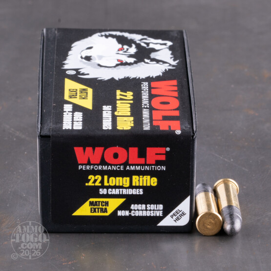100rds - 22LR Wolf Match Extra 40gr. Round Nose