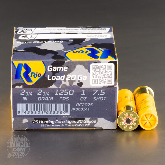 250rds – 20 Gauge Rio Game Load 2-3/4" 1oz. #7.5 Shot Ammo