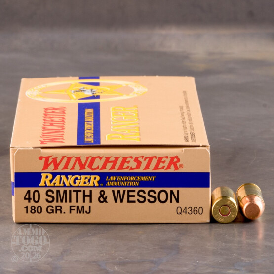 50rds - 40 S&W Winchester Ranger 180gr. FMJ Ammo