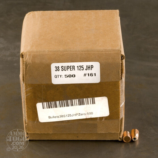 500pcs - 38 Super .356" Dia 125gr. Zero JHP Bullets