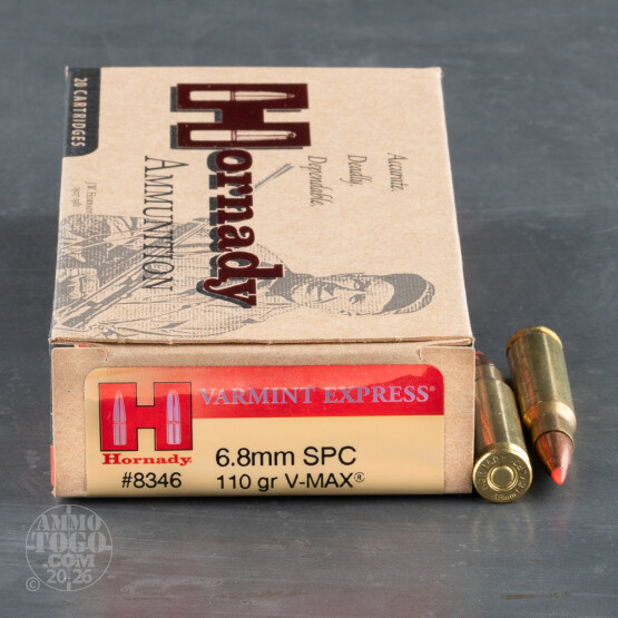 20rds - 6.8 SPC Hornady 110gr. V-MAX Polymer Tip Ammo