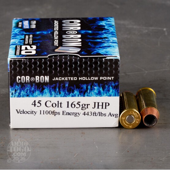 20rds – 45 Long Colt Corbon 165gr. JHP Ammo