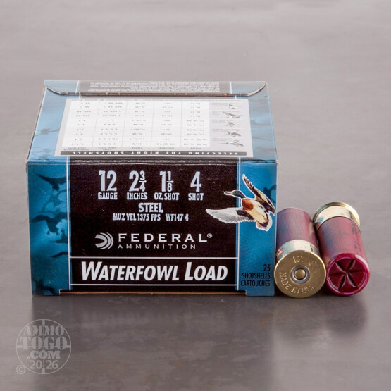 25rds - 12 Ga. Federal Speed-Shok 2 3/4" 1 1/8oz. #4 Steel Shot Ammo