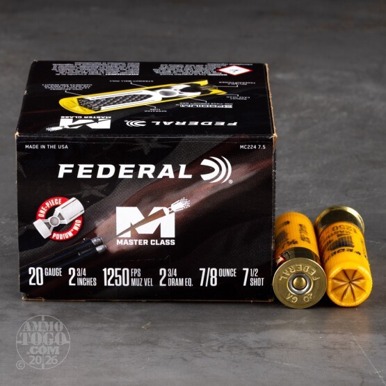 25rds – 20 Gauge Federal Master Class 2-3/4" 7/8oz. #7.5 Shot Ammo