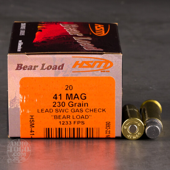 20rds – 41 Magnum HSM Bear Load 230gr. Hard Cast SWC Ammo