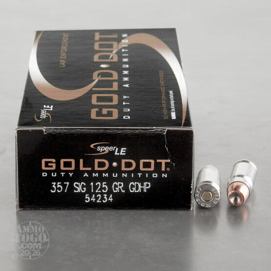 50rds – 357 SIG Speer Gold Dot LE 125gr. JHP Ammo