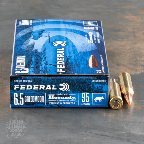 20rds – 6.5 Creedmoor Federal Varmint & Predator 95gr. V-MAX Ammo