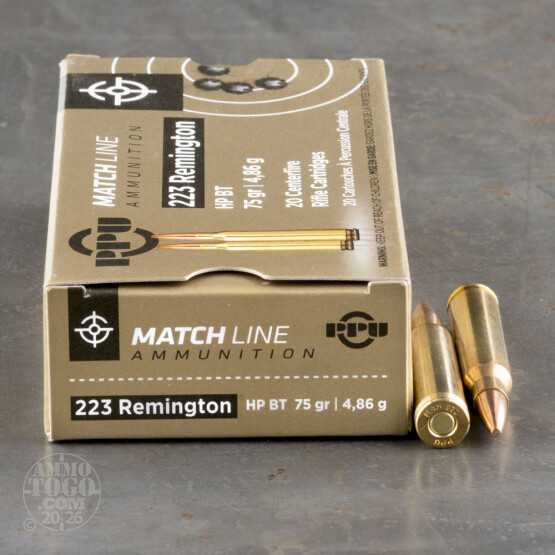 20rds - .223 Prvi Partizan 75gr. BTHP Match Ammo