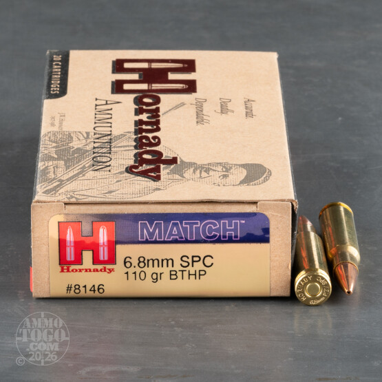20rds - 6.8 SPC Hornady 110gr. Boattail Hollow Point Ammo