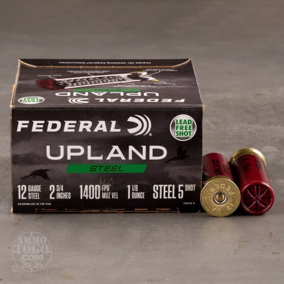 25rds – 12 Gauge Federal Upland Steel 2-3/4" 1-1/8oz. #5 Steel Shot Ammo
