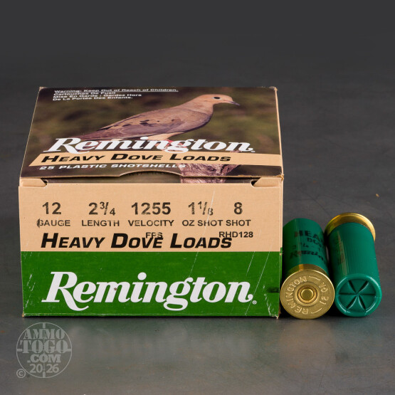 250rds – 12 Gauge Remington Heavy Dove Loads 2-3/4" 1-1/8oz. #8 Shot Ammo