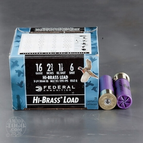 25rds - 16 Gauge Federal Game-Shok 2 3/4" 1 1/8oz. #6 Shot Ammo