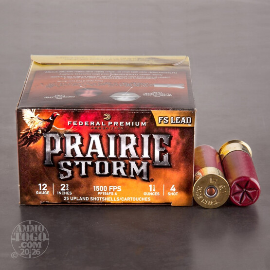 25rds - 12 Gauge Federal Premium Prairie Storm 2 3/4" 1 1/4oz. #4 Shot Ammo