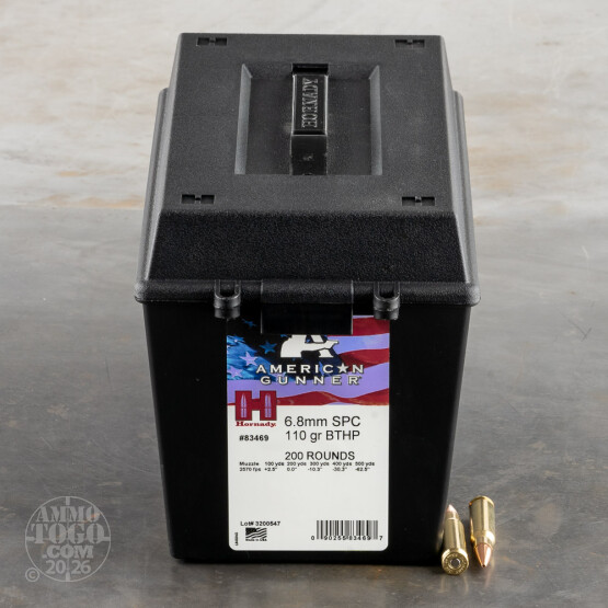 200rds – 6.8 Remington SPC Hornady American Gunner 110gr. HPBT Ammo