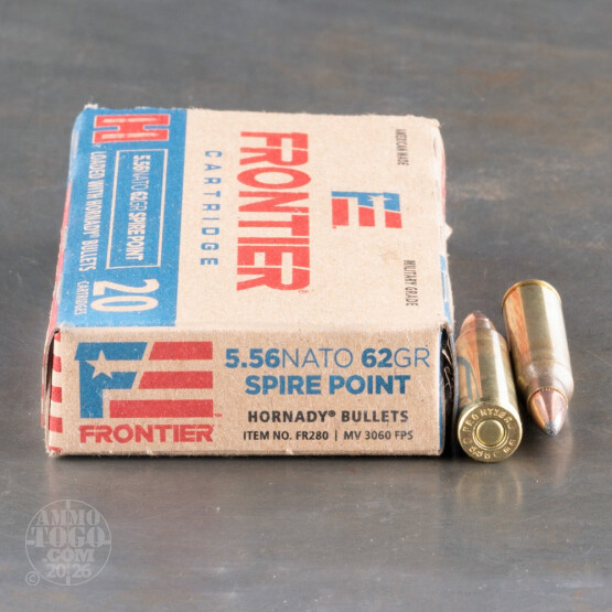 20rds - 5.56x45mm Hornady Frontier 62gr. SP Ammo