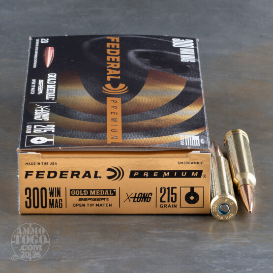 20rds – 300 Win Mag Federal 215gr. Gold Medal Berger Hybrid Ammo