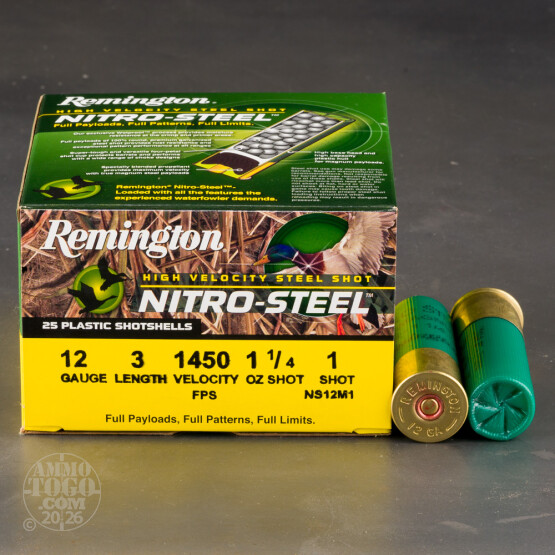 250rds - 12 Gauge Remington Nitro-Steel  3" 1 1/4oz. #1 Shot Ammo