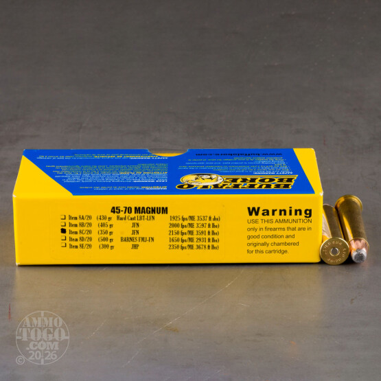 20rds - 45-70 Buffalo Bore Magnum 350gr. Jacketed Flat Nose Ammo