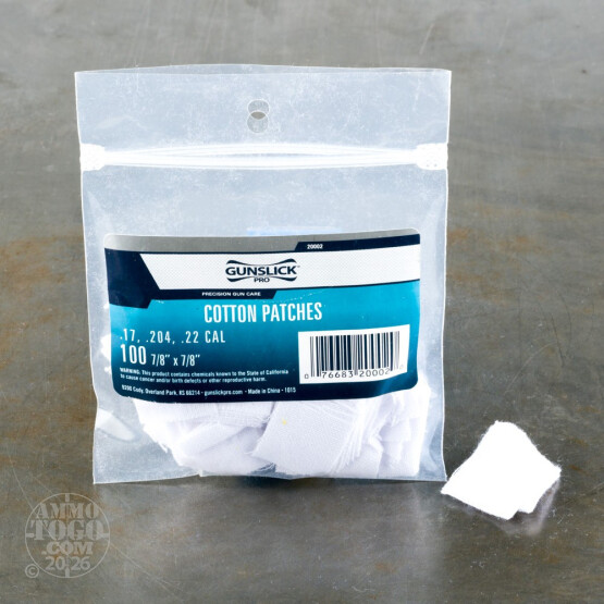 100 - Gunslick Gun Cleaning Cotton Patches - .17 cal - .22 cal