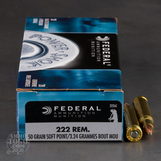 20rds – 222 Rem Federal Power-Shok 50gr. SP Ammo