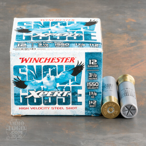 25rds – 12 Gauge Winchester Xpert Snow Goose 3-1/2" 1-3/8oz. #1/#2 Steel Shot Ammo