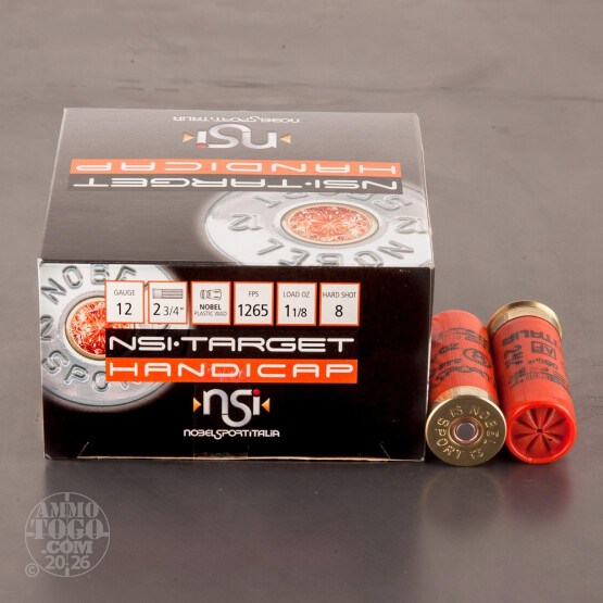 25rds - 12 Gauge NSI Handicap 2 3/4" 1 1/8oz. #8 Shot Ammo