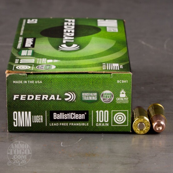 50rds – 9mm Federal BallistiClean RHT 100gr. Frangible Ammo