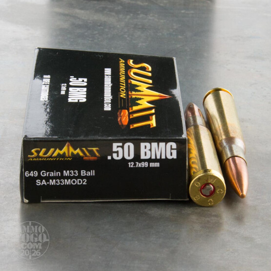 80rds - 50 Cal. BMG Summit Ammunition M-33 649gr. Ball Ammo