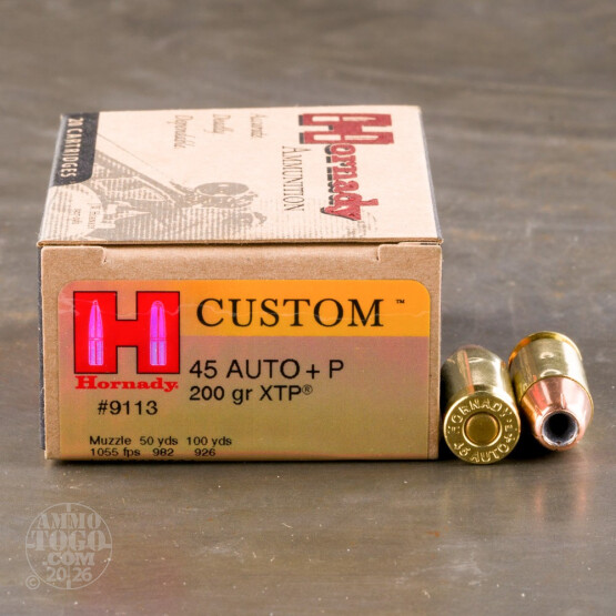 200rds - 45 ACP Hornady XTP 200gr. +P JHP Ammo