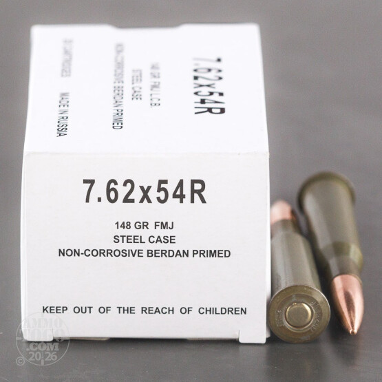 500rds - 7.62x54R Wolf 148gr. FMJ Ammo