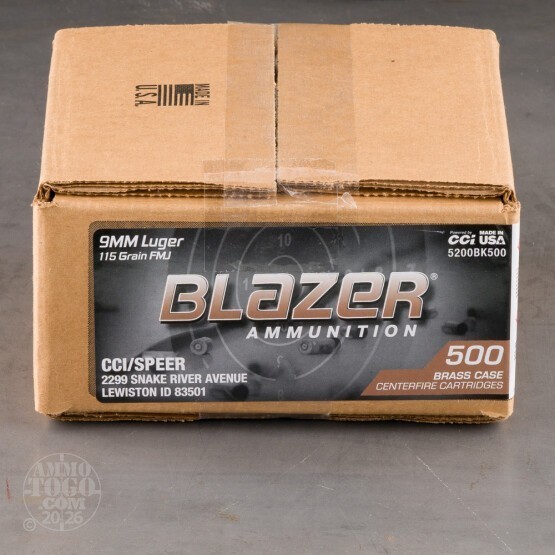 500rds – 9mm Blazer Brass 115gr. FMJ Ammo