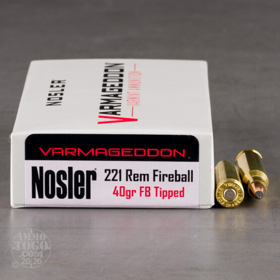 20rds - 221 Fireball Nosler Varmageddon 40gr. FB Tipped Ammo