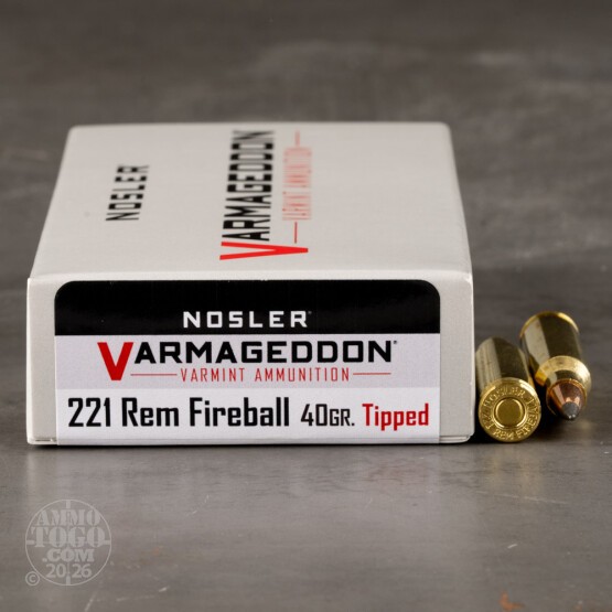 20rds - 221 Fireball Nosler Varmageddon 40gr. FB Tipped Ammo
