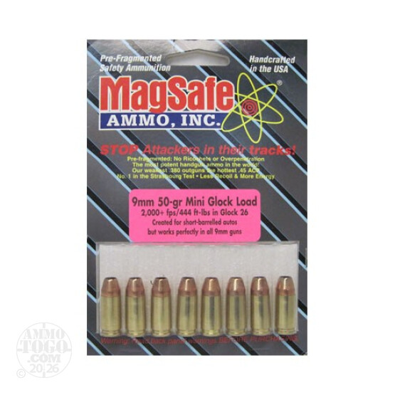 8rds - 9mm Magsafe 50gr. Mini-Glock Ammo