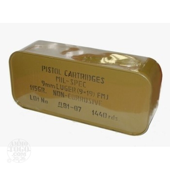 1440rds - 9mm Barnaul Mil-Spec. 115gr. FMJ Ammo In Sealed Can
