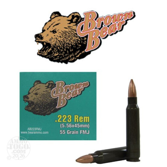 500rds - 223 Brown Bear 55gr. FMJ Ammo