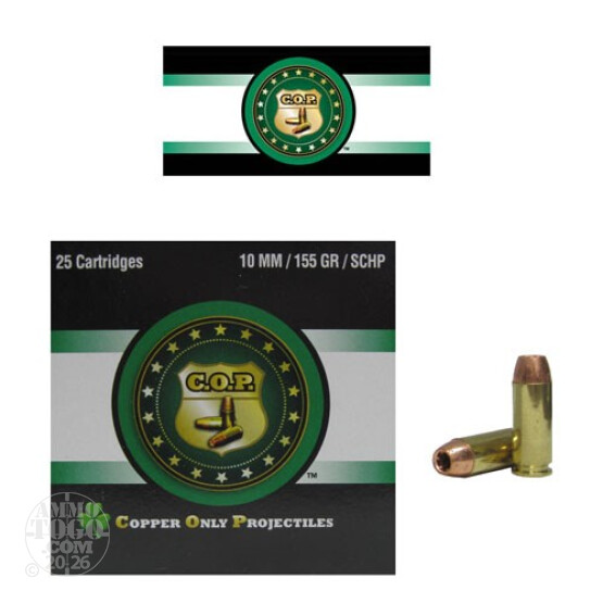 25rds - 10mm Rare Ammo COP 155gr. SCHP Ammo