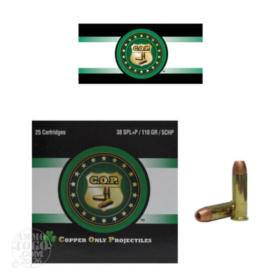 25rds - 38 Special Rare Ammo COP 110gr. SCHP Ammo