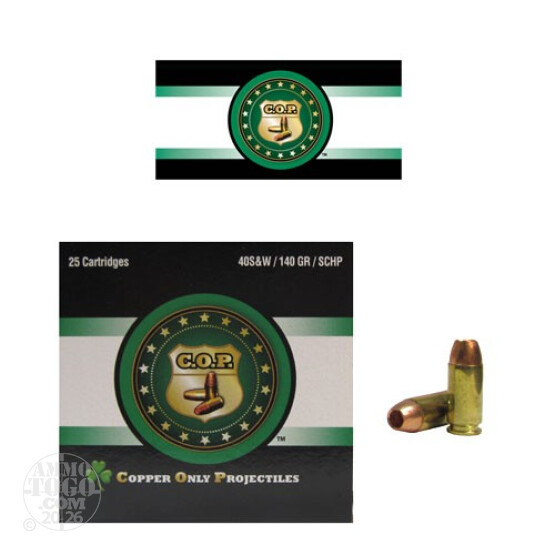 25rds - 40 S&W Rare Ammo COP 140gr. SCHP Ammo