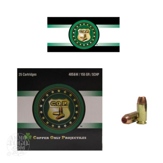 25rds - 40 S&W Rare Ammo COP 155gr. SCHP Ammo